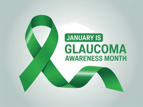 Green ribbon symbolizes january glaucoma awareness month promoting eye health and early detection