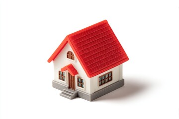 Tiny house model, red roof, white walls (5)