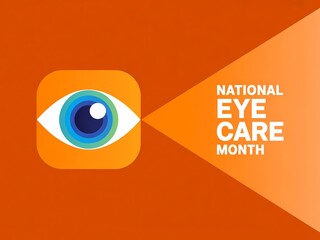 Promoting vision health during national eye care month with a stylized eye and light beam