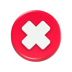 Obraz premium cross mark 3d rendering icon in red button