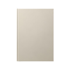 A closed, blank beige book with a hard cover, presented vertically as a clean template or mockup on an isolated white background for design