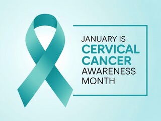 Teal ribbon symbolizing january cervical cancer awareness month campaign