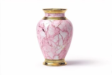 Pink marble-patterned vase with gold trim