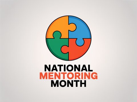 National mentoring month celebrated with colorful puzzle pieces forming a circle