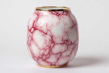 Red-and-white porcelain vase with marble pattern