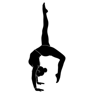 Gymnast Scorpion Handstand Pose Silhouette SVG Vector