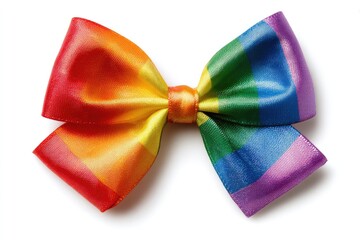 Rainbow ribbon bow on white
