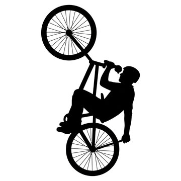 BMX Bike Wheelie Trick Rider Silhouette SVG Vector