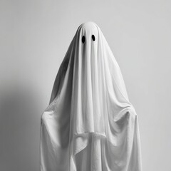 Isolated white background Halloween ghost spooky spirit illustration perfect for party decorations, scary spooky effect, horror theme, and festive celebration.