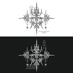 Futurist Tribal Nexus &ndash; Gothic Cybersigilism pattern vector
