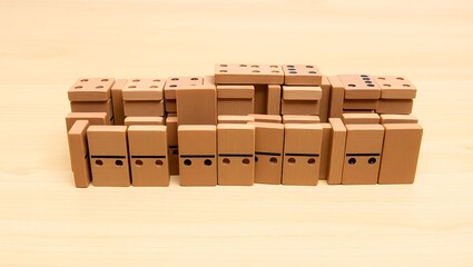 Generative AI dominoes arranged in a playful pattern.