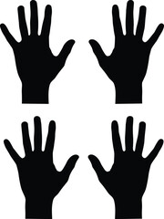 Silhouette Grid of Open Human Hands for Educational, Artistic, Anatomical, Counting, Symmetry, Design, and Inclusive Visual Applications