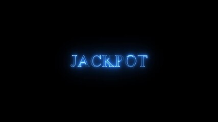 neon jackpot text icon animation on black background 4 K video  - Powered by Adobe