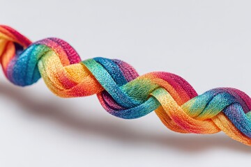 Colorful braided cord, rainbow hues