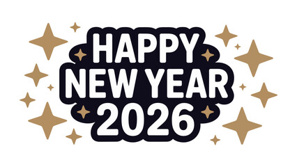 Happy New Year 2026: An elegant design, with twinkling stars, that reflects the dawn of a fresh new beginning, filled with hope and possibilities.