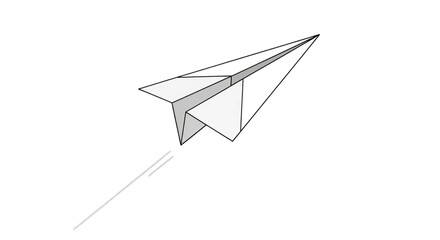 Simple Hand Drawn Paper Airplane Flying High.