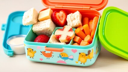 Generative AI delightful lunchbox filled with healthy snacks and treats.