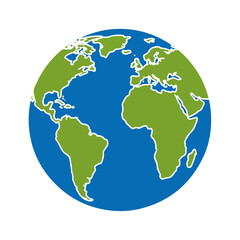 Fototapeta premium Earth Globe Illustration World Map with Green and Blue Colors
