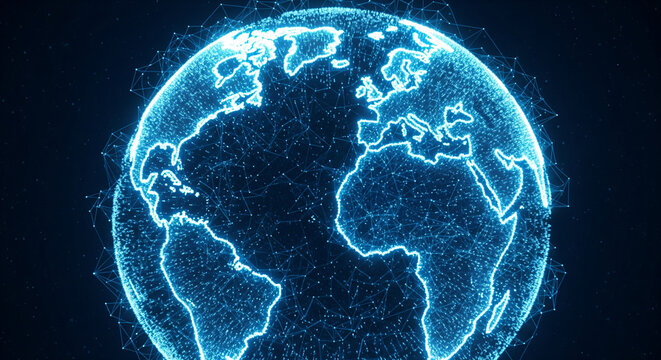 Stunning digital world globe network for modern technology concepts and global business connections, perfect for presentations and futuristic designs