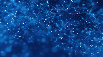 Abstract blue network of glowing particles and connections