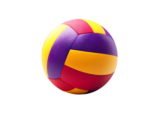 A colorful volleyball against a stark black background isolated and bright