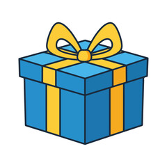 Blue Gift Box with Yellow Bow Icon Design