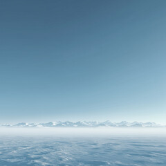 Scenic Winter Landscape with Distant Snowy Mountains 3D Render