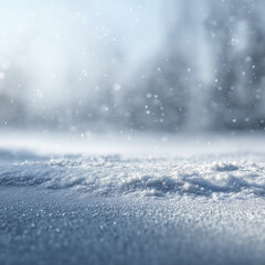 Soft Winter Morning: Frosted Snow Surface with Falling Flakes 3D Render