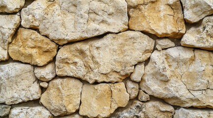 Close-up view of a light beige stone wall (4)