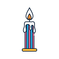 Colorful Striped Candle Icon for Birthday Celebration Design
