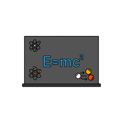 Emc? Equation with Atom and Particle Illustration