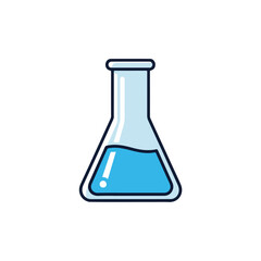 Modern Laboratory Flask with Blue Liquid Illustration