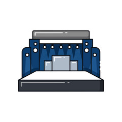 Modern Stage Design Blue Stage with Lights and Platform