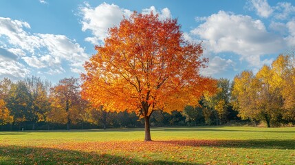 Autumn landscape in the park. Beautiful autumn landscape with colorful tree