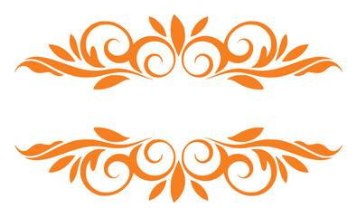 Elegant Orange Swirls and Leaves Decorative Border Element