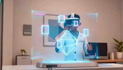 Young person experiencing virtual reality environment - Powered by Adobe