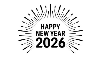Happy New Year 2026 Celebration: A modern and visually striking Happy New Year 2026 graphic, perfect for digital greetings, festive promotions and celebration of new beginnings.