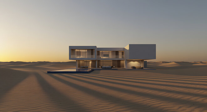 Experience modern desert living in this stunning architectural home with private pool and endless sand dunes