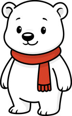 Cute cartoon polar bear wearing a scarf