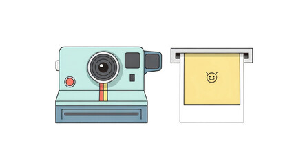 Vintage instant camera and photo print capturing memories and moments.