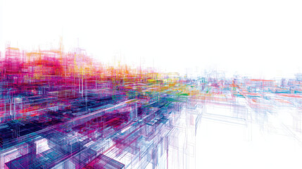 Abstract graphic overlapping vibrant layers concept colorful digital structure futuristic