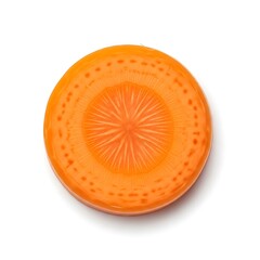 Cross-Section of a Vibrant Orange Carrot Slice on White.