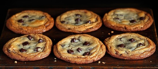 Fototapeta premium Delicious Chocolate Chip Cookies: Freshly Baked, Golden Brown, Close-Up View.