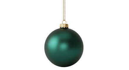 Green christmas ornament hanging isolated on transparent background