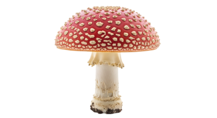 Amanita muscaria mushroom with red cap isolated on transparent background