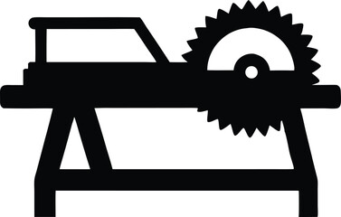 Table Saw Silhouette – Woodworking Machine Vector Icon