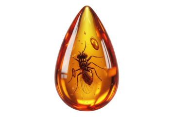 Ancient ant preserved in a teardrop shaped amber fossil