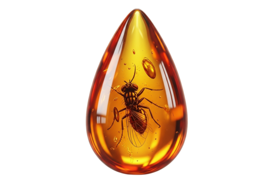 Ancient ant preserved in a teardrop shaped amber fossil