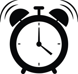 Alarm Clock Silhouette – Vintage Time Icon Vector