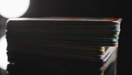 Close Up Shot of Stacked Colorful Trivia Cards Learning Game